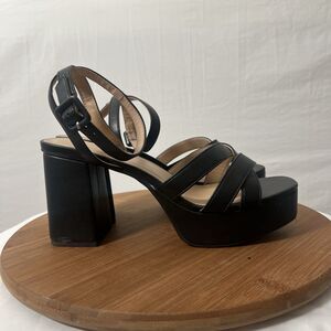 Soda Platform Heel Shoes Womens Size 9 Black Y2K Block Sandals Chunky Heels
